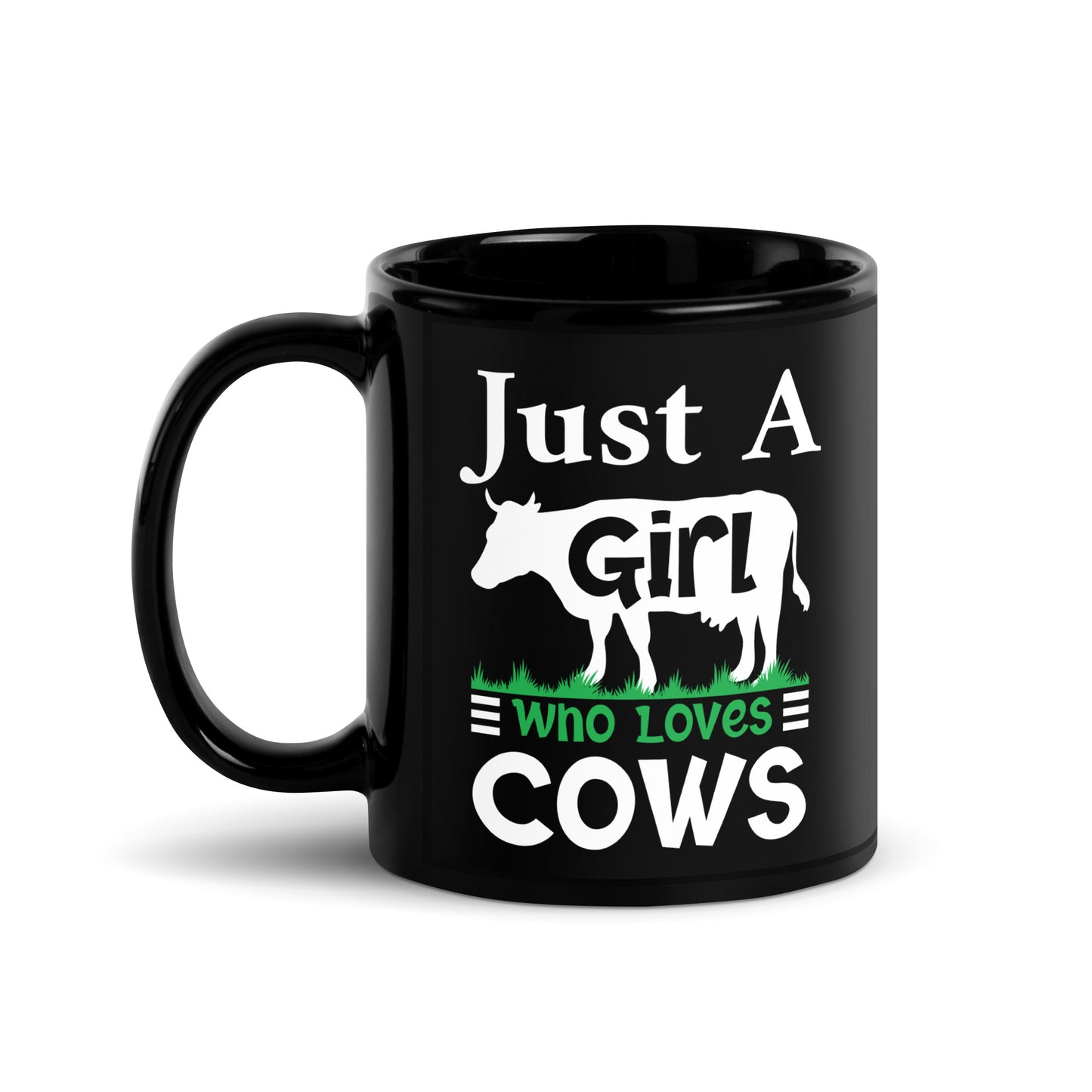 Its Girl who Loves Cows | Black Glossy Mug