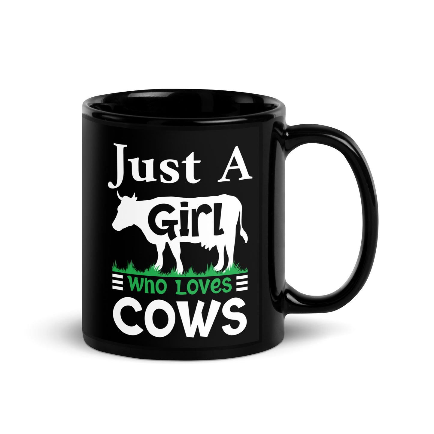Its Girl who Loves Cows | Black Glossy Mug