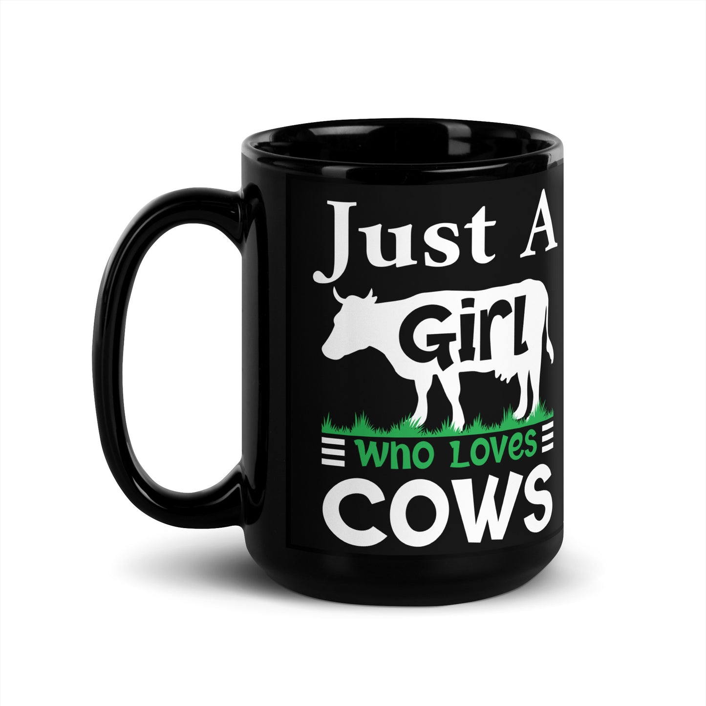 Its Girl who Loves Cows | Black Glossy Mug
