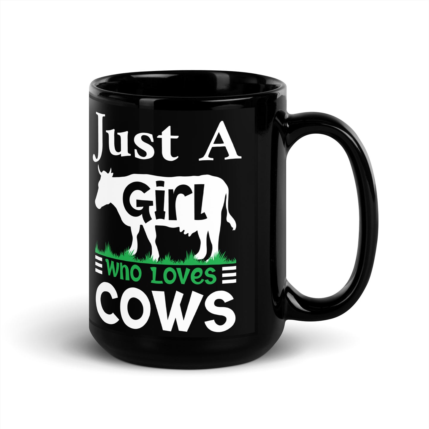 Its Girl who Loves Cows | Black Glossy Mug
