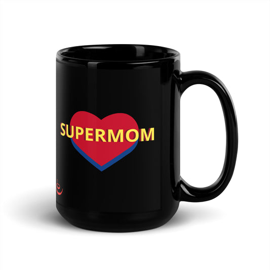 Super Mom + AMMA (Kannada) | Black Glossy Mug