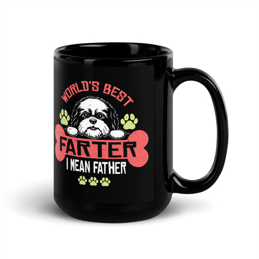 World's Best Farter/Father | Black Glossy Mug