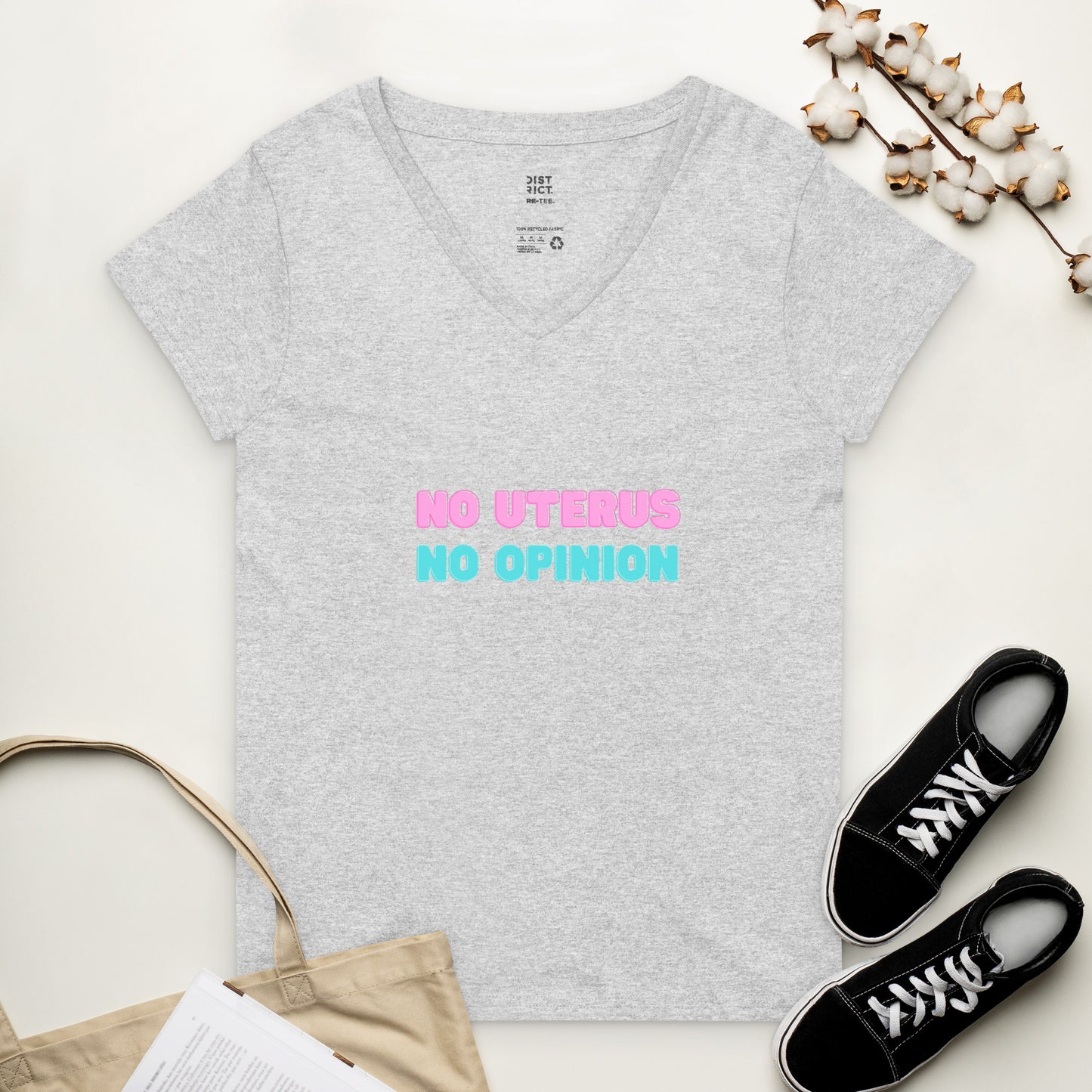 Women’s Recycled V-Neck T-shirt - No Uterus No Opinion